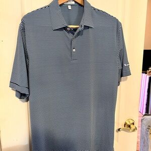 Peter Millar Navy and light blue Striped Polo golf shirt like new